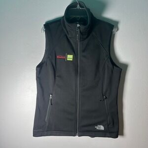 The North Face Womens Soft Shell Vest Black Full Zip TJX Logo Embroidered Size M